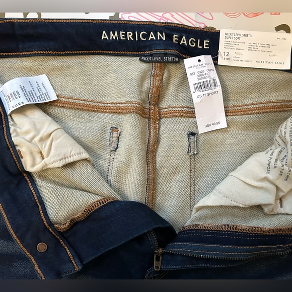 American Eagle Jeans 12 Short AE High Rise NWT Dark Wash Denim Stretchy - Picture 6 of 8